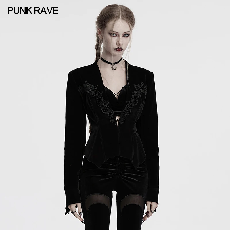

PUNK RAVE женская готическая бархатная атласная подкладка с принтом и подолом «летучая мышь» с глубоким v-образным вырезом элегантная винтажная женская черная верхняя одежда