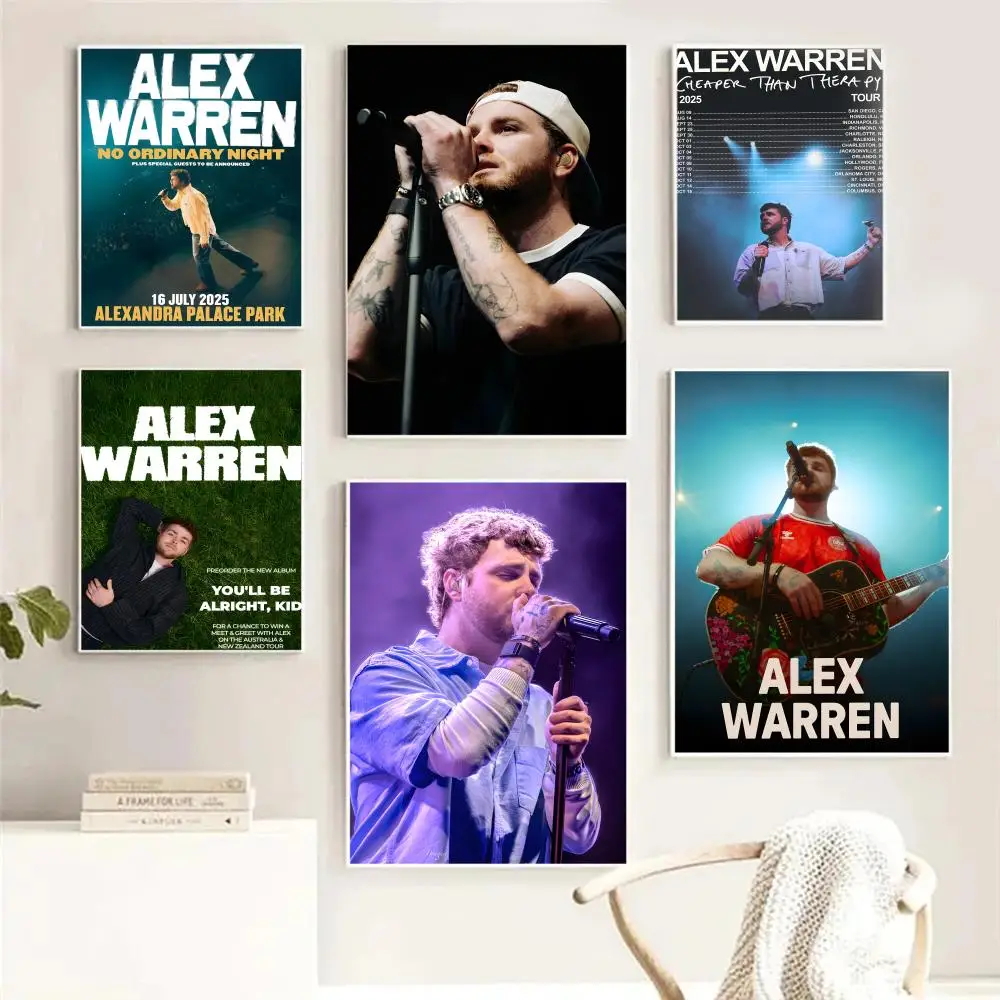 المغني أليكس وارن اللوحة الخط HD طباعة تجعد الحرة جدارية الفن صور لغرفة المعيشة ديكور جدران المنزل قماش