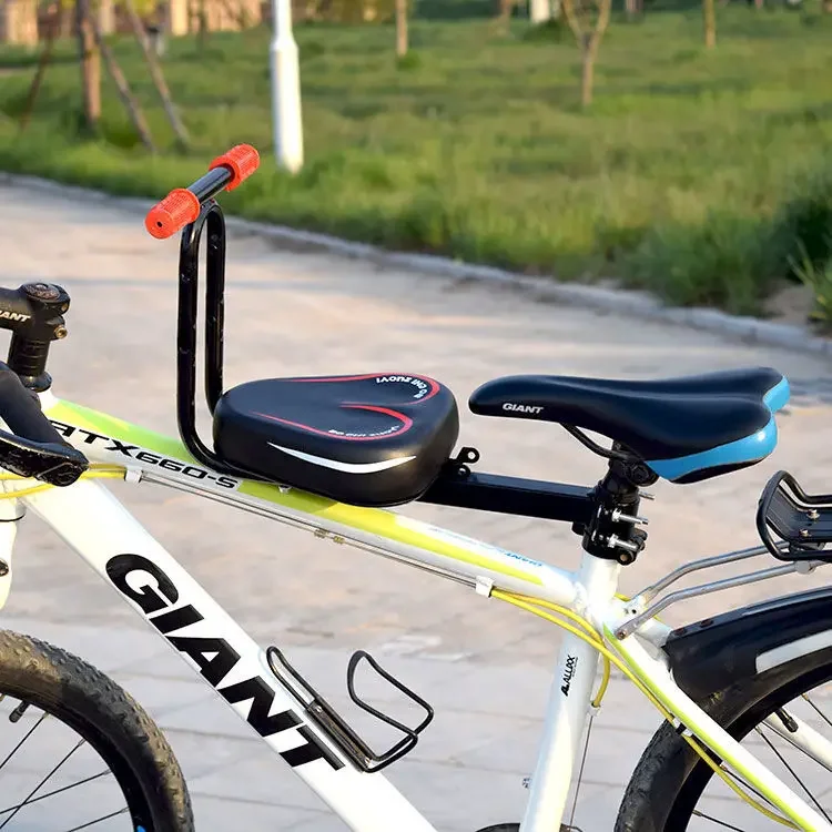 Assento de segurança montado na frente para crianças, Sela de bicicleta com pedais, MTB Road Bike Acessórios