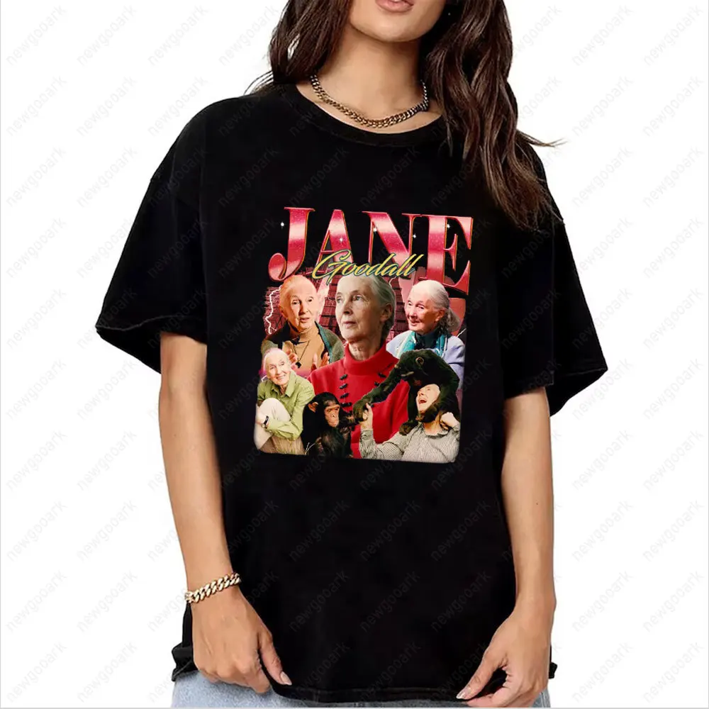 Limited Jane Goodall Unisex Shirt for Men and Women 90s Cotton Graphic T Shirts Breathable Short-sleev Outdoors Streetwear