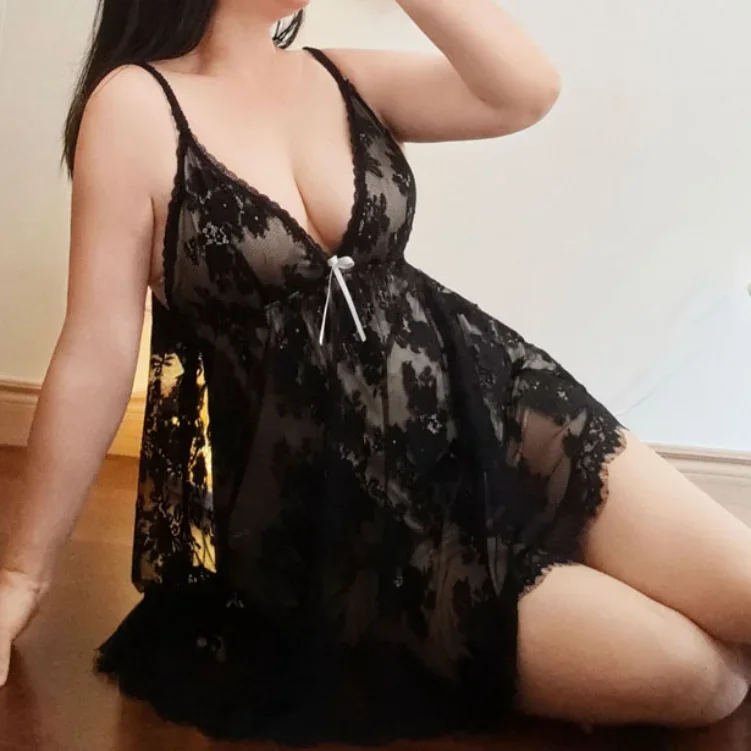Sexy Perspective Lace Nightgown Intimate Lingerie Summer New Plus Size Female Sleepwear Home Dressing Gown Fashion Nightdress