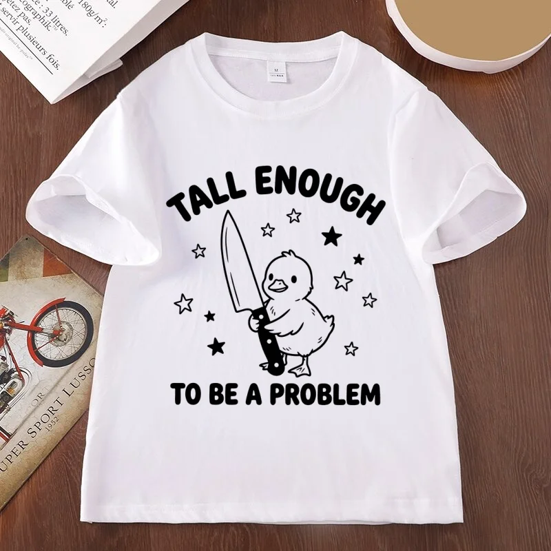 Tall Enough To Be A Problem T-Shirt Funny Duck T Shirt Humor Tee Farm Animal Lover Tshirts Men Women Short Sleeve Basic Tshirt