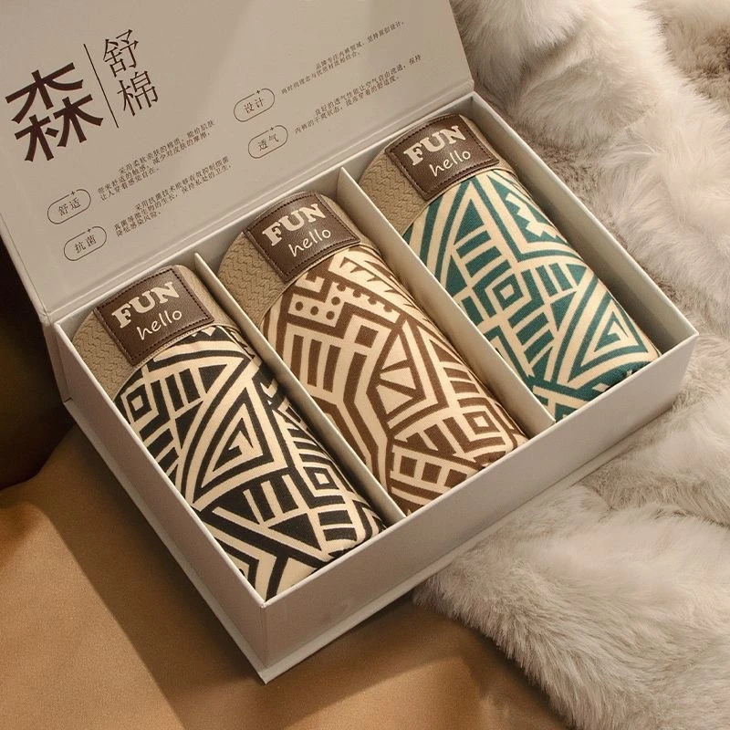 

Мужские боксеры с геометрическим принтом, уютное свободное нижнее белье-боксеры, антибактериальные дышащие мужские шорты больших размеров, нижнее белье