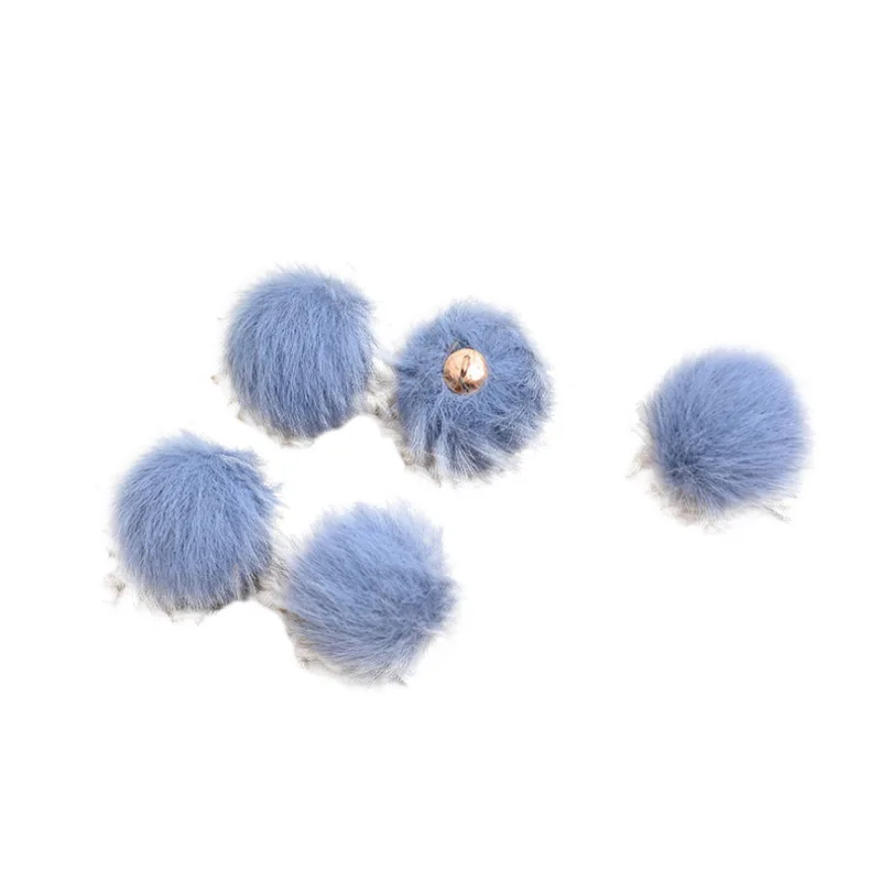 20PCS 15MM Faux Leather Artifici Fur Pom KeyChain Rabbit Hair Bulb Bag Ball Pendant Earrings Necklace Accessories jp