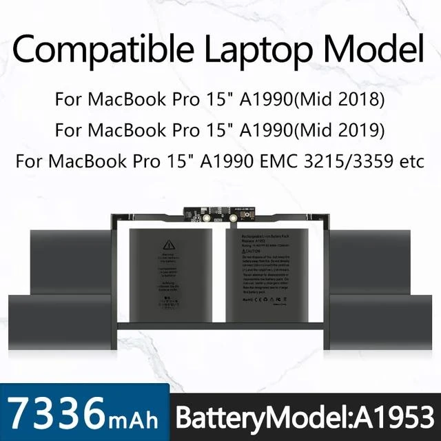 

ifixchina A1953 Laptop Battery for Apple Macbook Pro A1990 15" Touch Bar (Mid 2018 / 2019) EMC3215 EMC3359 MR962LL 11.4V 83.6Wh