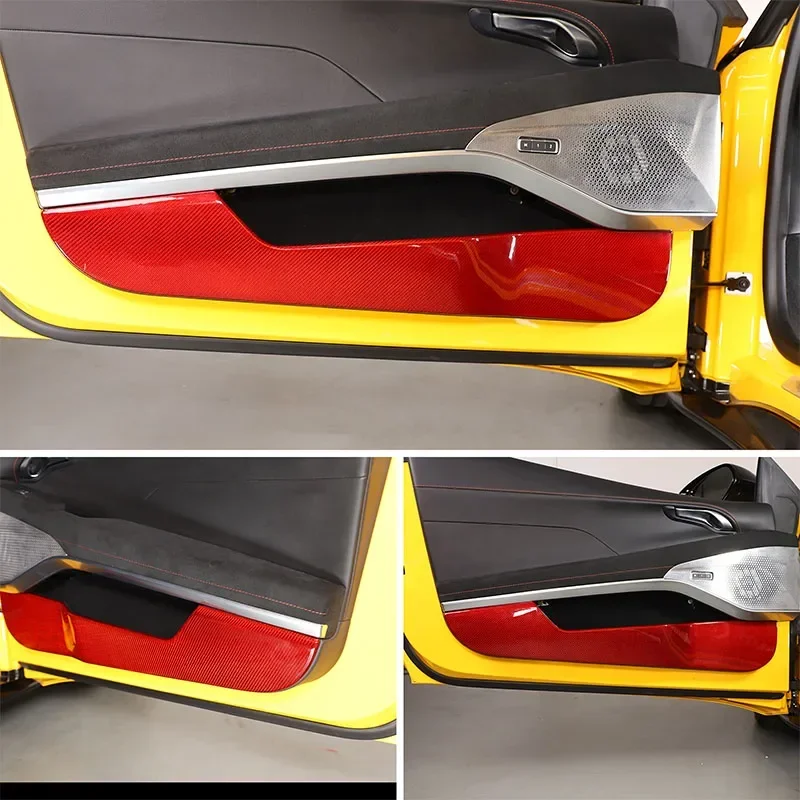 2Pcs Real Carbon Fiber For Lotus Emira 2021-2023 Car Inner Door Anti Kick Panel Protector Cover Decorative Sticker  Accessories