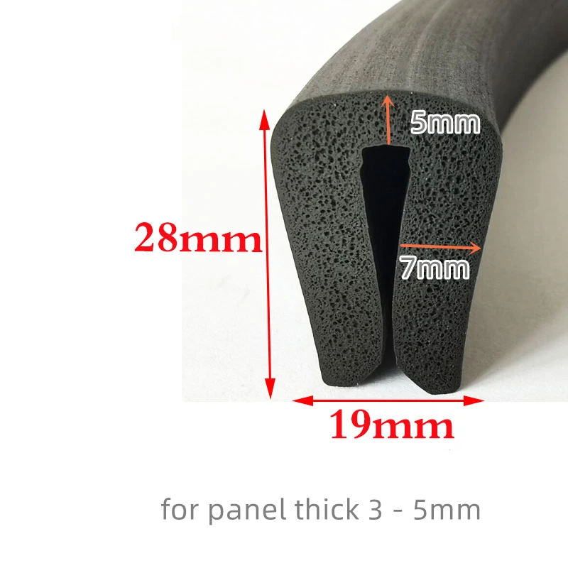 

EPDM Rubber Foam Sealing Sponge U Strip Glass Metal Car Wood Panel Edge Encloser Shield 28x19mm Black