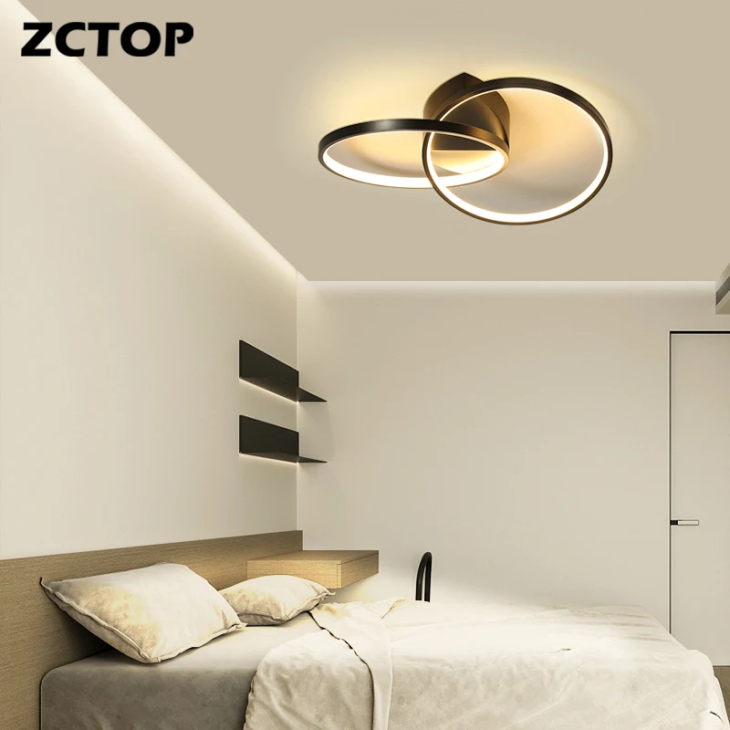 Black/White Color Minimalist Modern Led Ceiling Lights for Living Study room Bedroom With Remote Control Ceiling Lamps Fixtures