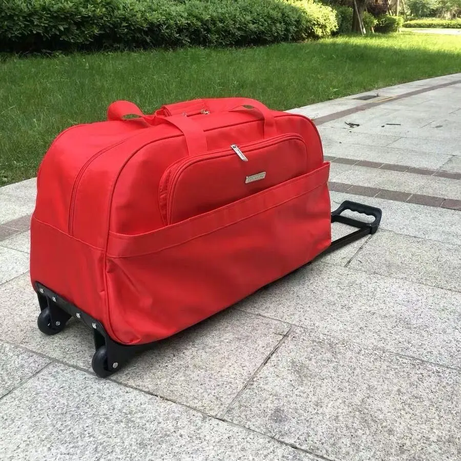 

24inch Capacity Travel Trolley Luggage Storage Bag With Wheels Waterproof Pulley Portable Collapsible Expandable Fashion Clothes