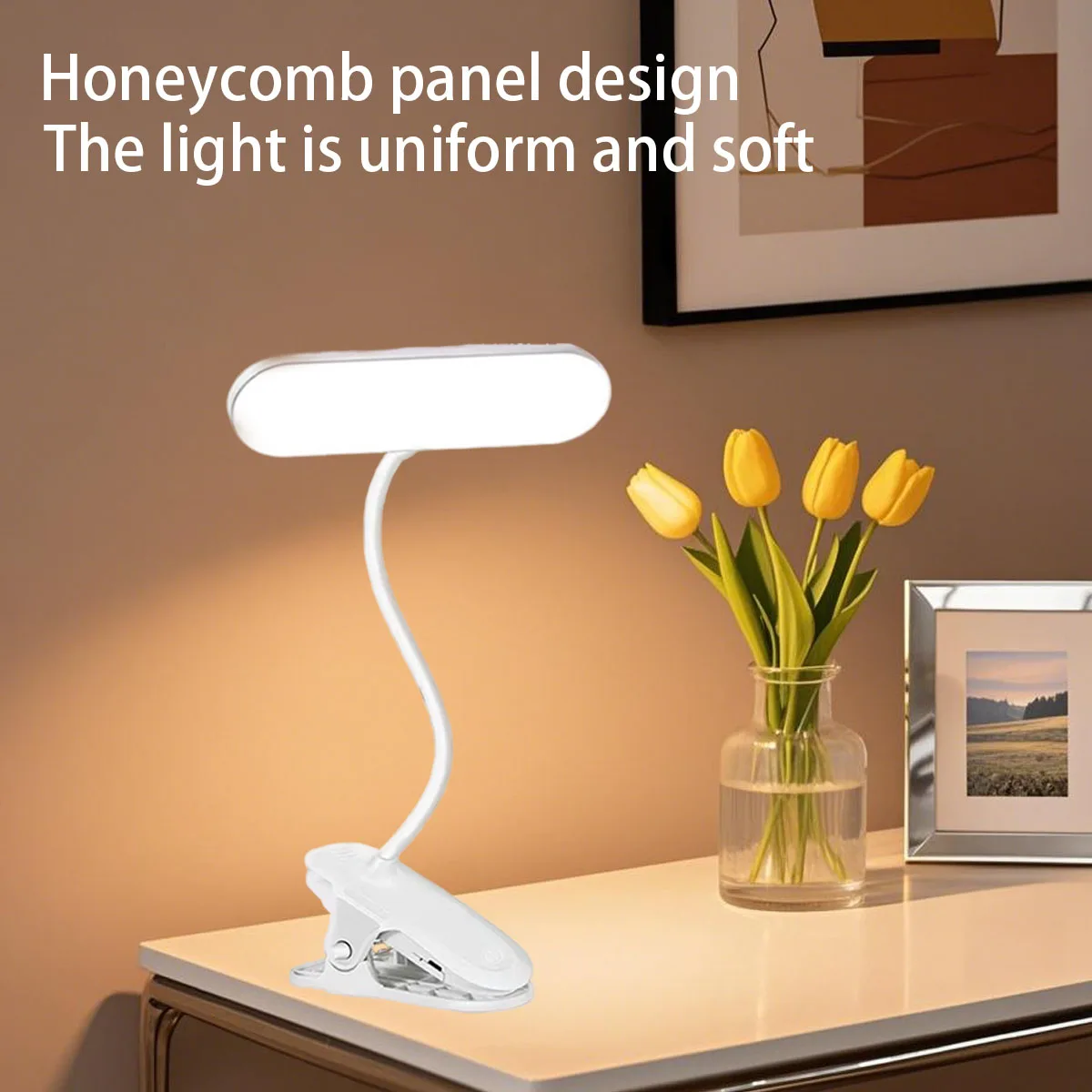 Luz noturna LED com clipe, luz de escritório, estudo e leitura, adequada para iluminação de viagens, quarto e dormitório