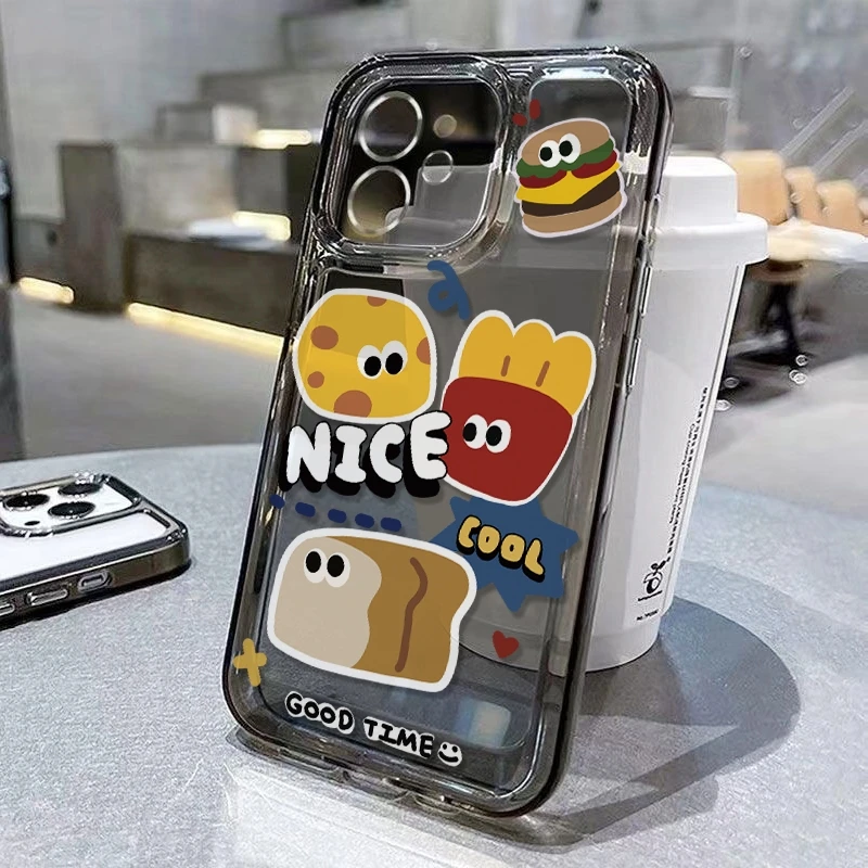 Hamburger Toast Friends  Phone Case For iPhone 16 15 13 14 12 11 Pro Max 15 16 Plus X XS XR Max 12 Mini Soft smart cover