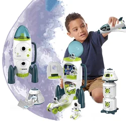 Children Space Station Saturn Rocket Spacecraft Model Astronaut figure Man Educational set Kid Toys Gifts