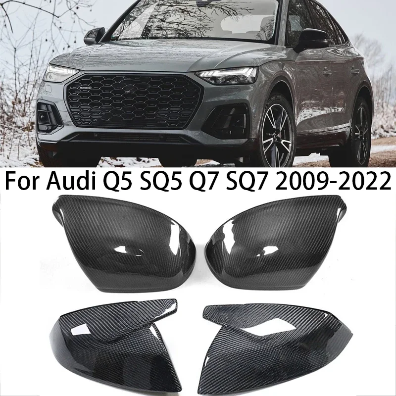 

For Audi Q5 SQ5 Q7 SQ7 Q5 2009-2022 Real Carbon Fiber Car Rear View Side Mirror Covers Caps exterior parts