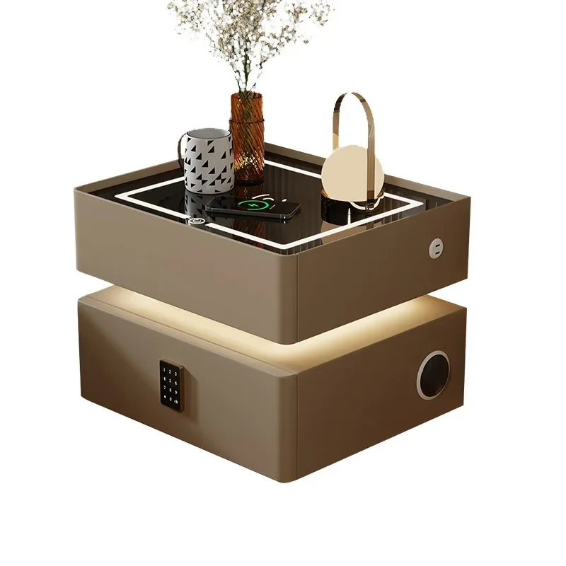 

Smart bedside table, home, bedroom, solid wood, high end, light luxury modern