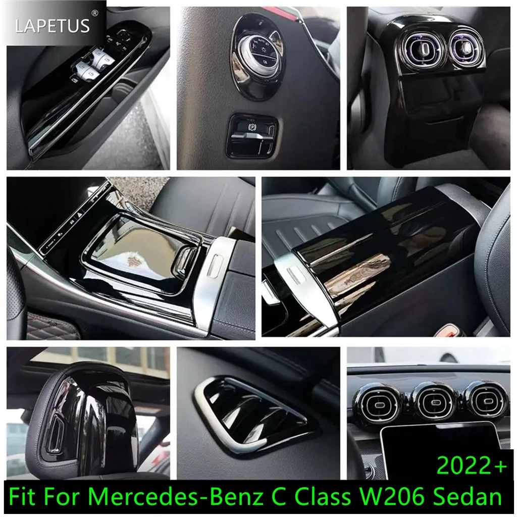 

Black Accessories Gear Shift Panel / Head Lights / Air AC Outlet Cover Trim For Mercedes-Benz C Class W206 Sedan 2022 - 2025