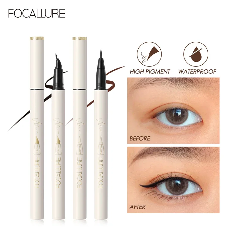 FOCALLURE Großhandel Schwarz Braun Eyeliner Superfeinen Stift Schnell trocknend Wasserdicht Dauerhafte Eye Liner Flüssigkeit Auge Bleistift Make-Up-Tool