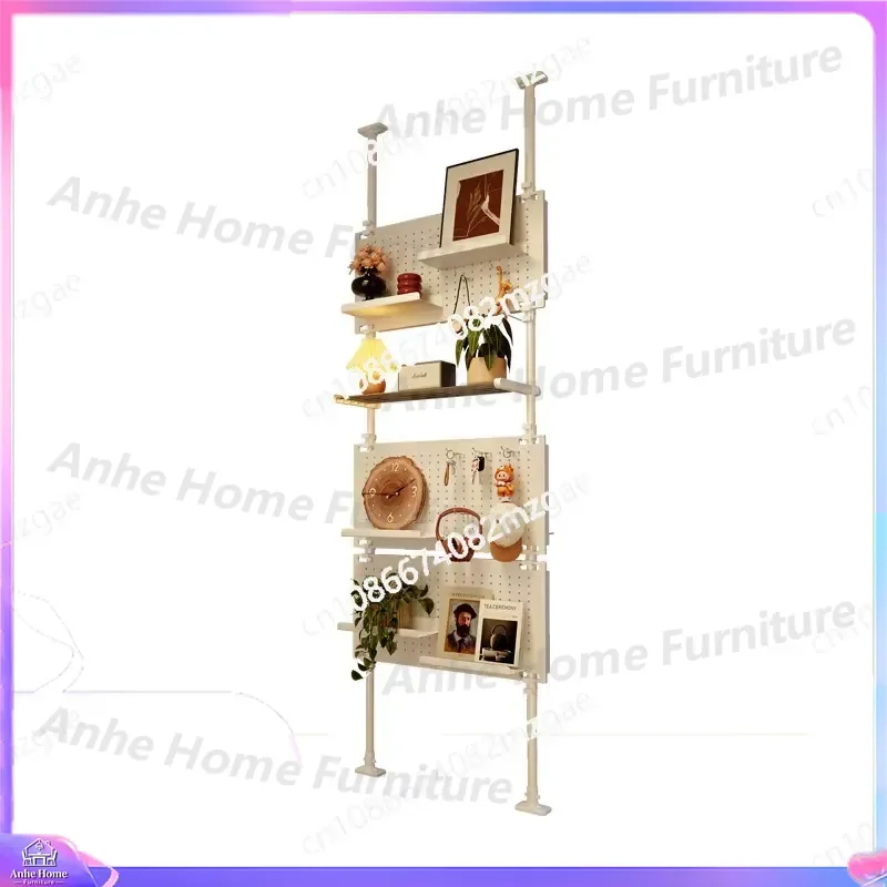 Ultra Thin Metal Storage Rack with Hole Plate Door and Rear Shelf Non Punching Entrance Partition Integrated Display Cabinet
