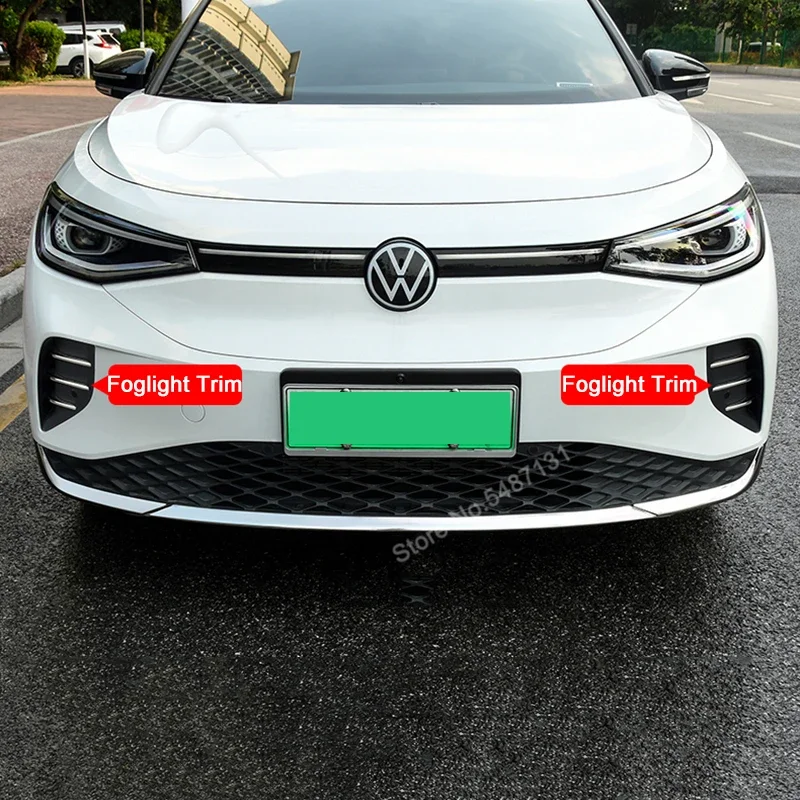 Car Front Fog Light Lamp Trim Foglight Decoration Cover Sticker for Volkswagen VW ID 4 ID4 Accessories 2020 2021