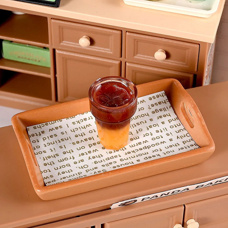 Maison de poupée Miniature, Mini gâteau au thé au lait avec assiette, jouets de simulation pour enfants, 1/2 ensembles