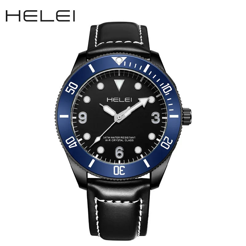 

Мужские модные классические кварцевые часы в винтажном стиле со спортивным военным безелем и кожаным ремнем, наручные часы для мужчин Relogio Masculino