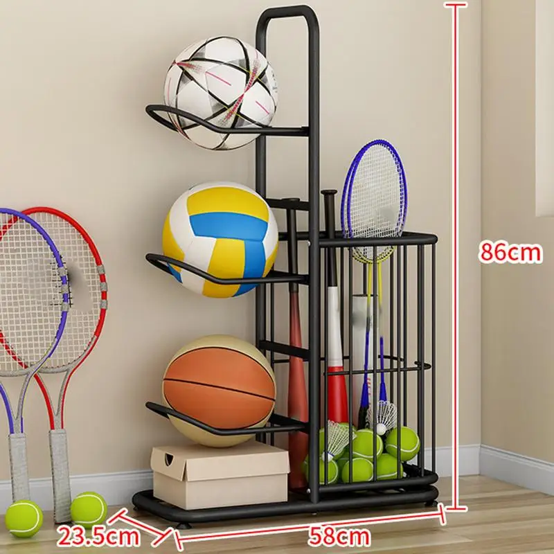 

Basketball Storage Rack Vertical Ball Holder Storage Rack Multilayer Metal Storage Rack Garage Ball Holder Garage Organizer