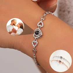 Pulsera de foto de proyección personalizada, brazalete con colgante de corazón, pulsera de foto conmemorativa, joyería fotográfica, venta al por mayor