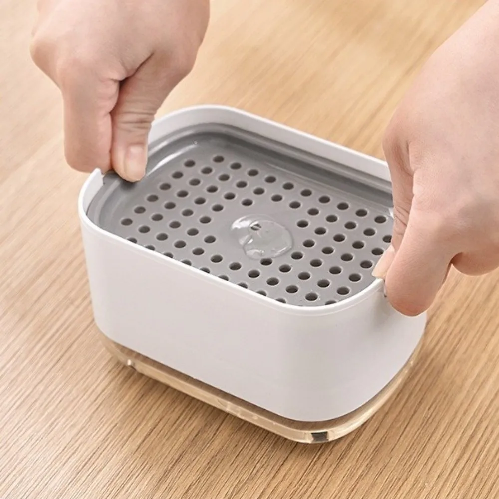 New Large Capacity Kitchen Detergent Dispenser Manual Press Double Layer Soap Dish Dispenser Cleaning Liquid Box Sink Area