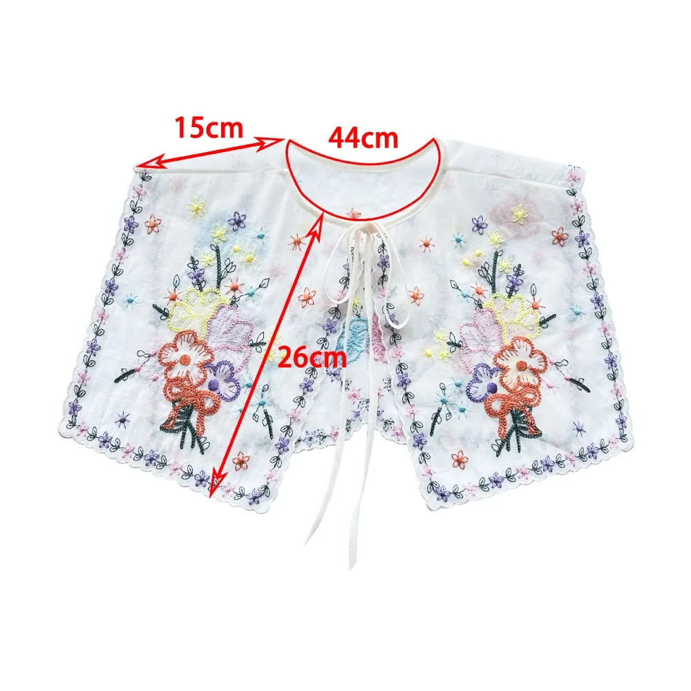 Women's Lace Collar New Fashion Embroidery Lace Up Shawl Fake Collar Detachable Shirt Cloak Fake False Collar Insignia 2Colors