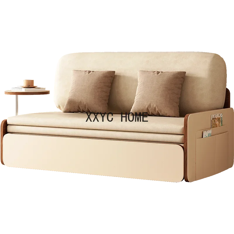 Cream wind sofa bed folding dual-purpose small apartment simple modern living room small sofa bedroom single double push-pull