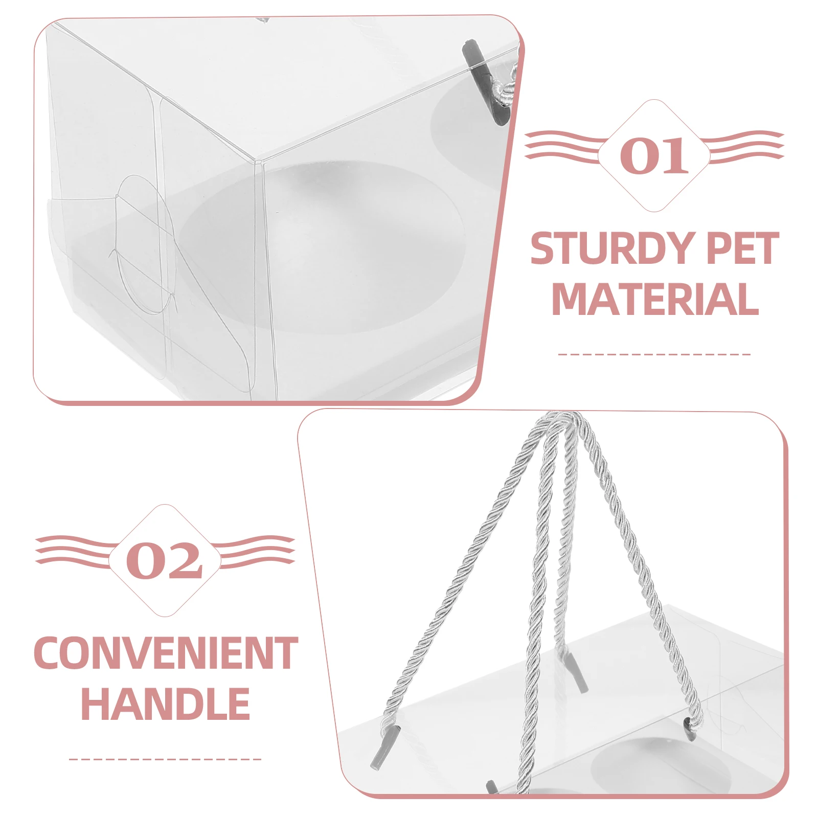 5pcs Storage 7.28x2.56x2.56 Inches Transparent PET Gift Boxes for Party Wedding Birthday Bulk Boxes with Lids String