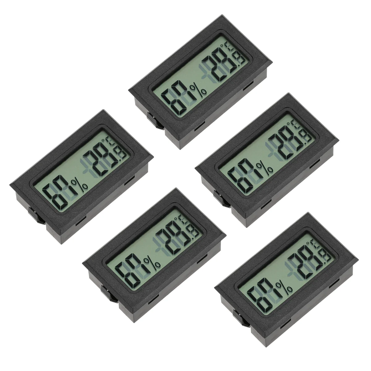 5 Pcs Digital Hygrometer Reptile Thermometer Mini Hygrothermograph Indoor Humidity Black Abs LCD