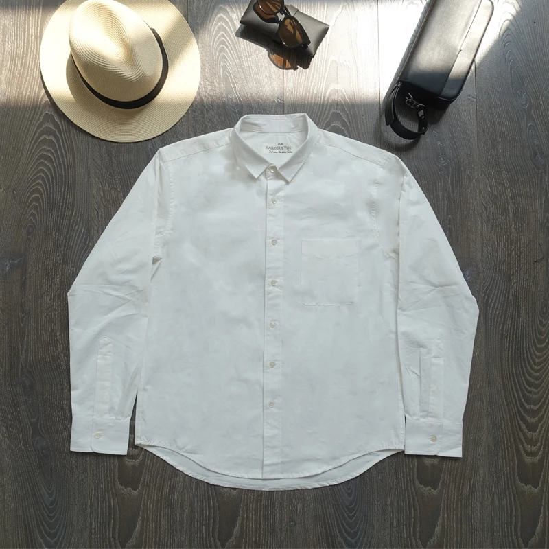 

CAILW Men's Busin Casual Long Sve White irt Pure Cotton Vintage Salt Sinkage Gentleman Basic Sle All-Match