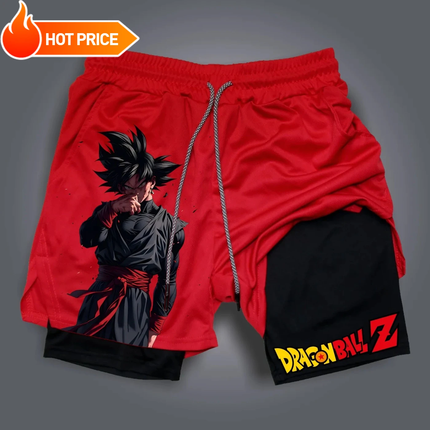 

Dragon Ball Super Saiyan, летние мужские шорты для фитнеса 2025, двухслойные двухсекционные спортивные шорты свободного кроя для тренировок, повседневные брюки