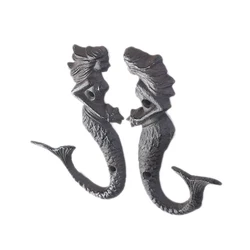 2pcs/set Mermaid Iron Wall Hooks Hanger Antique Heavy Metal Hanging Coats/Keys/Hats/Bags Home Decor Elegant Mysterious Unique