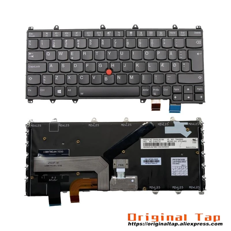 DK Danish Backlit Keyboard for Lenovo Thinkpad X380 Yoga 370 01EN395 01AV684 01HW584 01HW624