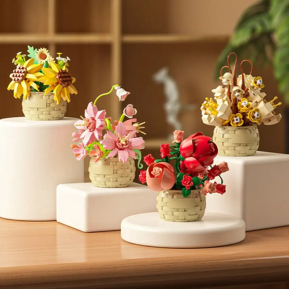 Nuevos bloques de construcción DIY, adorno interesante, modelo de plantas en macetas, regalo para niños, juguetes de construcción creativos