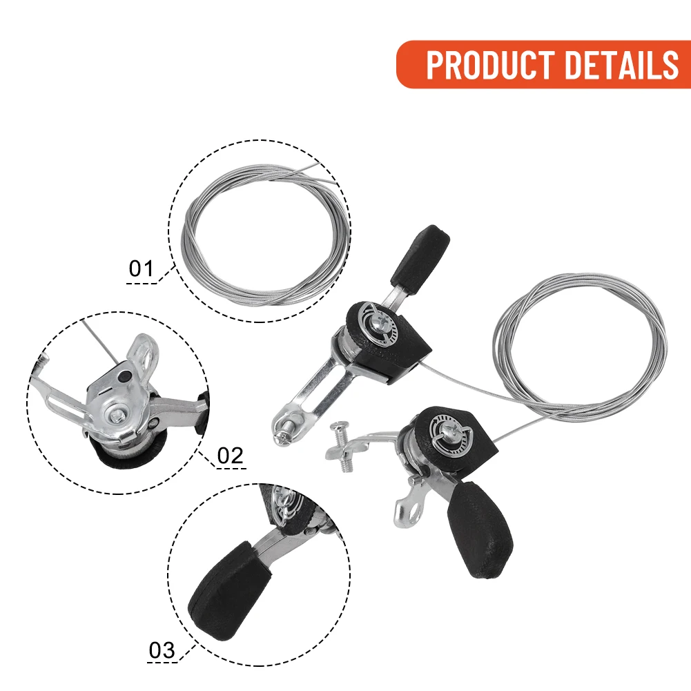 3x63x7 Thumb Tap Shifters for All Bike Types Includes Stainless Steel Cables Fits 22 2mm Handlebars 120g per Pair