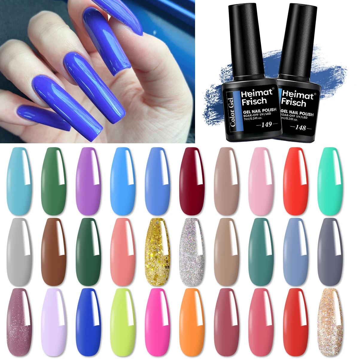 Heimat Frisch Esmalte de uñas en gel de un solo paquete --- Colores de esmalte de uñas en gel de tendencia Otoño/Invierno, color de gel altamente saturado, apto