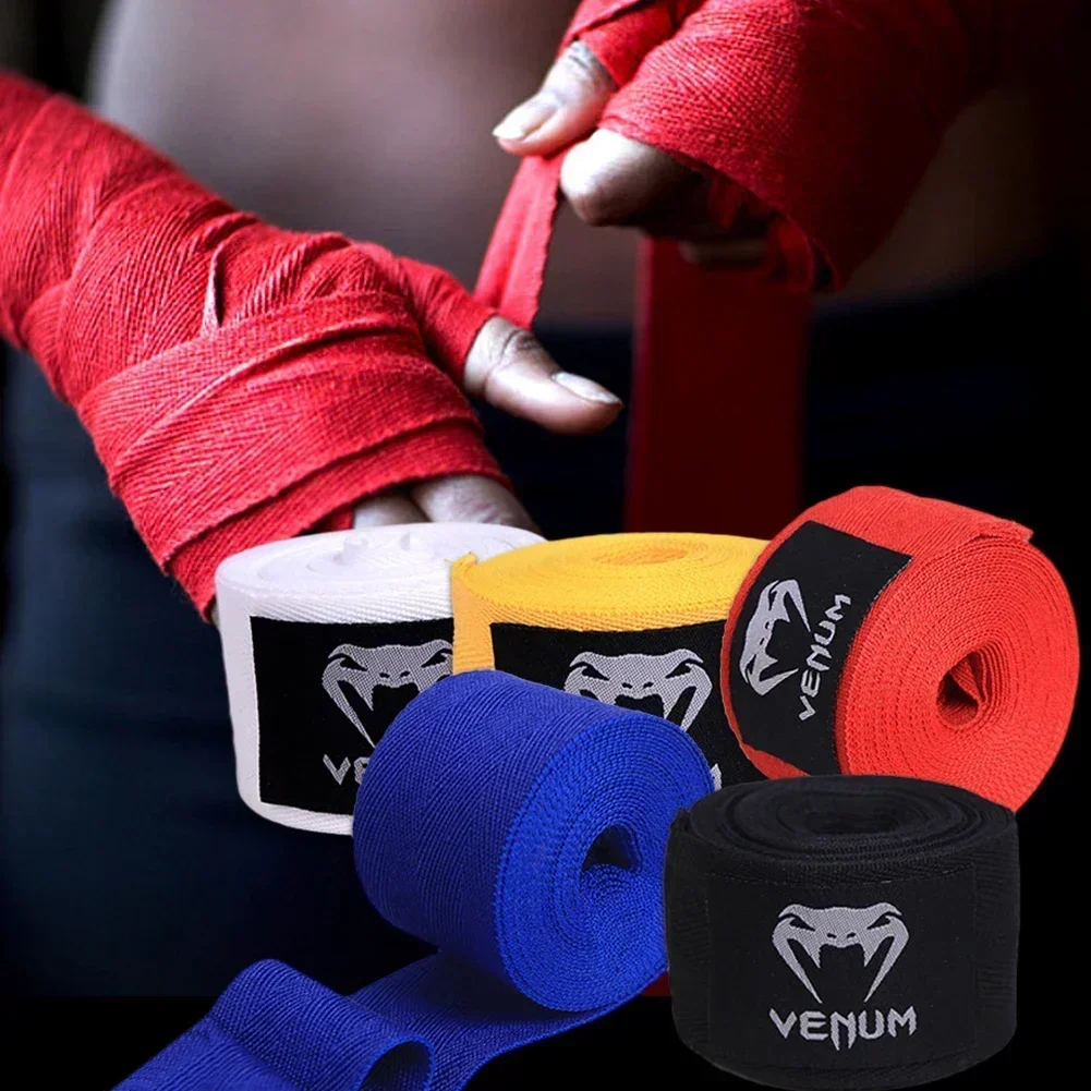 2Pcs Boxing Bandage Cotton Elastic Bandage Sanda Muay Thai Karate Sports Fist Bandage Fitness Hand Protector Wrist Wrap Handband