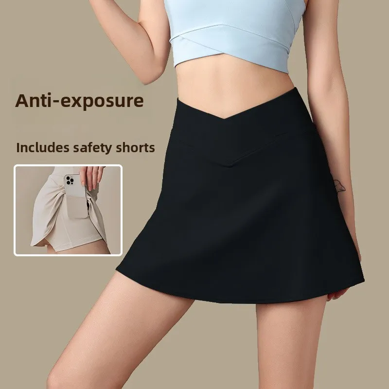 

Юбка для йоги с высокой талией, женская новая летняя модная теннисная юбка из ледяного шелка, брюки для фитнеса, повседневные брюки