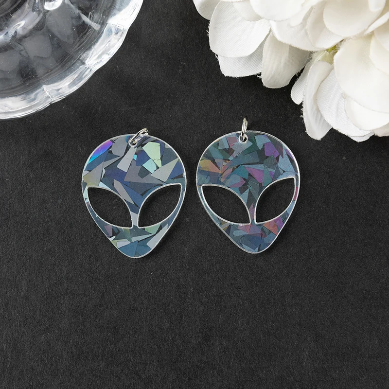 10Pcs Clear Skull Charms Acryl Ufo Oorbel Hanger Voor Sieraden Maken Diy Handgemaakte Craft