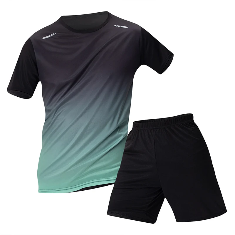 Summer men gradually color fast-drying short-sleeved shorts sports suit teenagers leisure running fitness relaxed plus-size suit