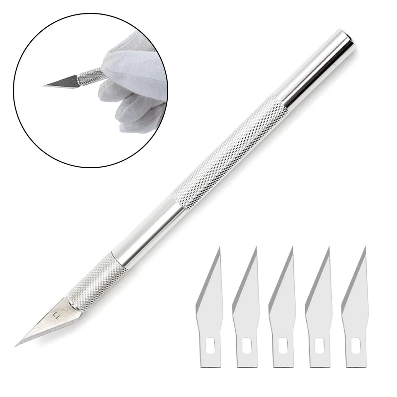 Präzision Hobby Messer Metall griff 5 stücke Klingen #11 für Kunst Holz schnitzwerk zeuge Handwerk Telefon Leiterplatte Reparatur Multi DIY Handwerkzeuge Set