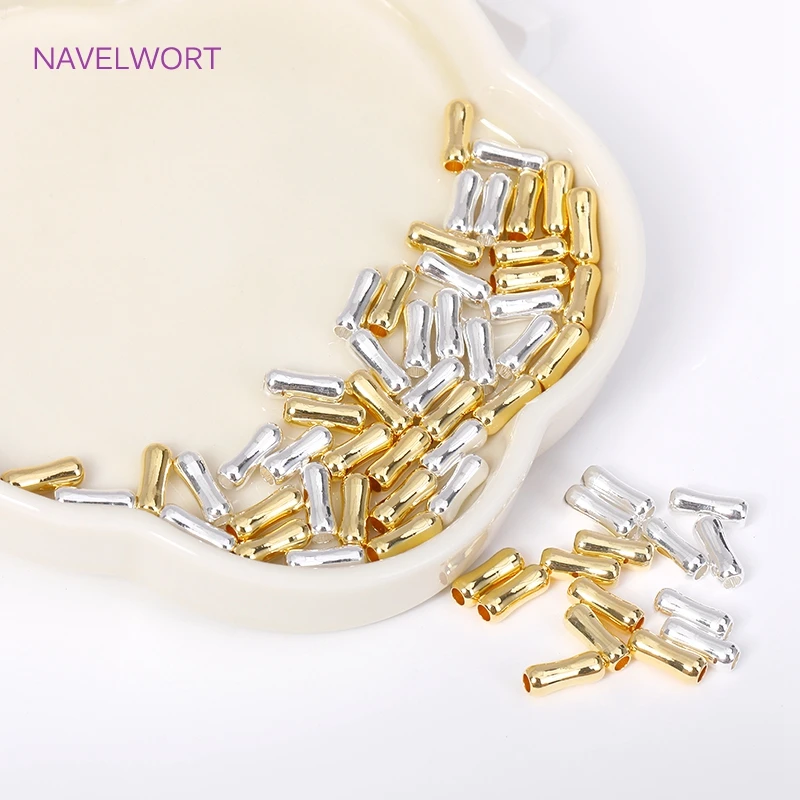 Abstands perlen aus 18 Karat vergoldetem/versilbertem Messing mit langen 9mm Rohr perlen in Knochen form für die Schmuck herstellung liefert DIY-Armband zubehör – Detail 17
