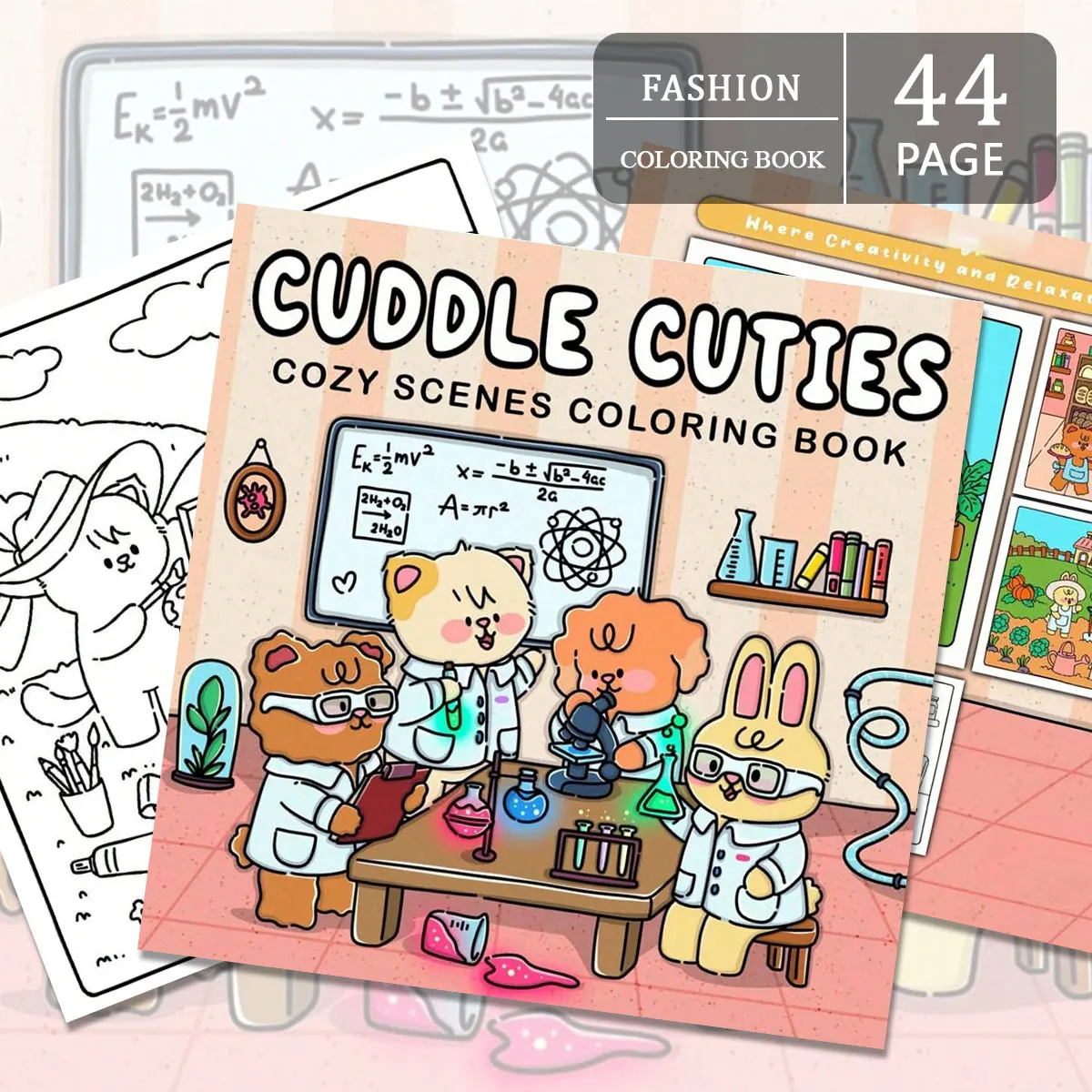 "편안한 낙원" 색칠하기 책: 따뜻하고 귀엽고 달콤한 동물 장면. 조용한 삶을 즐기세요. 휴식을 위한 좋은 선택입니다.