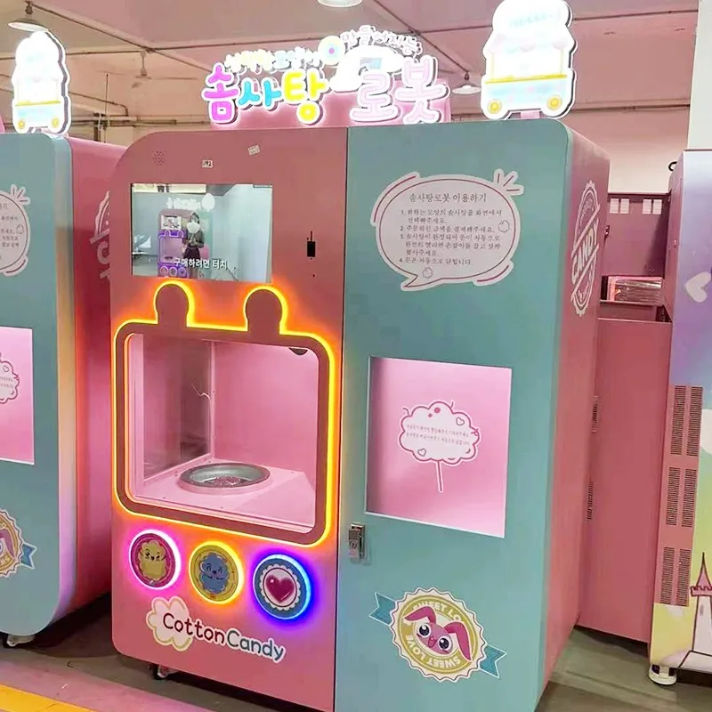 Wholesale Fast Payback Period Fully Automatic Cotton Candy Machine Professional Vertical Cotton Candy Vending Machine