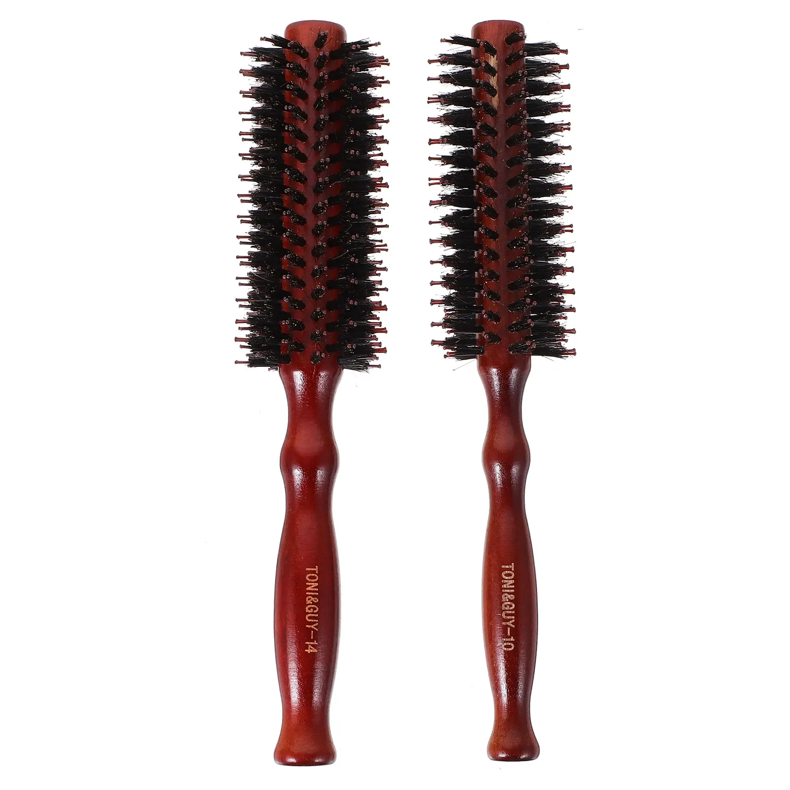 

2pcs Natural Bristle Brush For Women Round Comb Brush Wooden Handle Salon Quality Long Short Curly Hair Durable