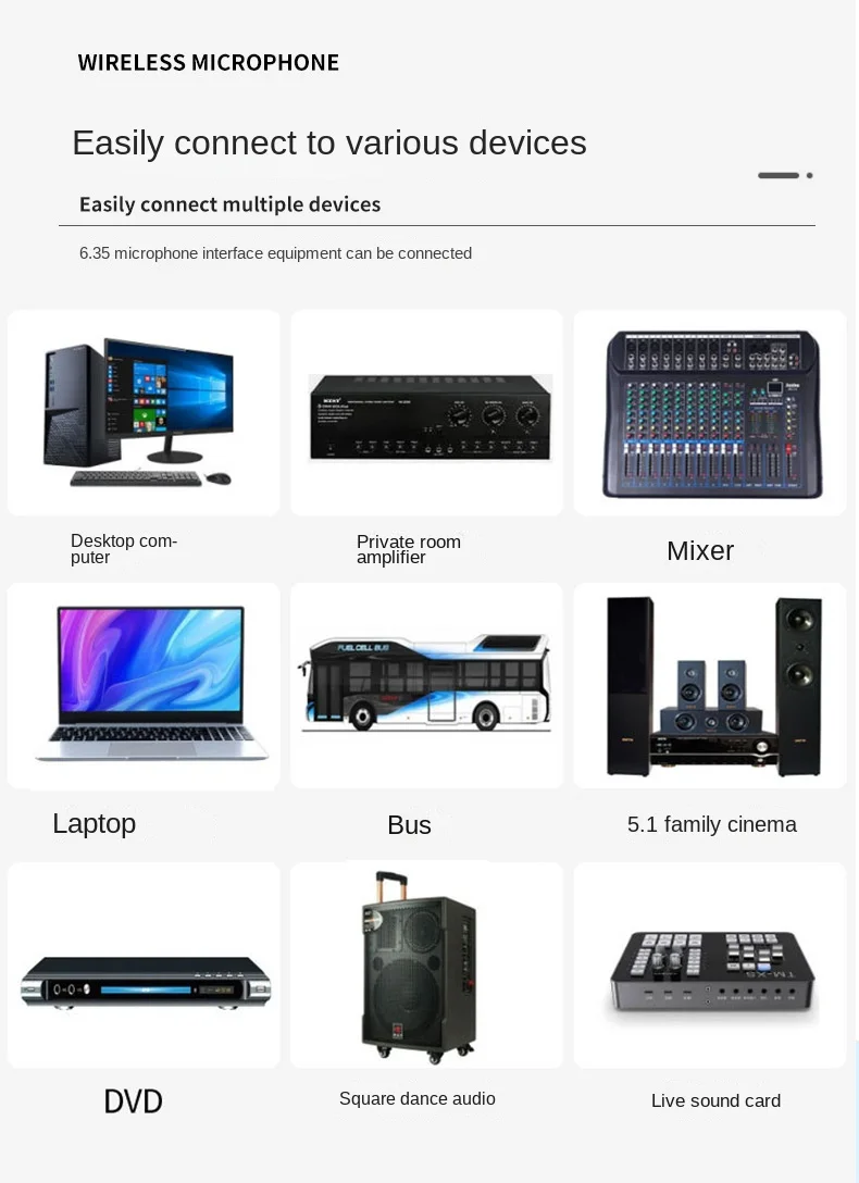 Wireless Microphone UHF Fixed Frequency Professional Microphone for Party Karaoke Church Show Meeting (Battery Not Included