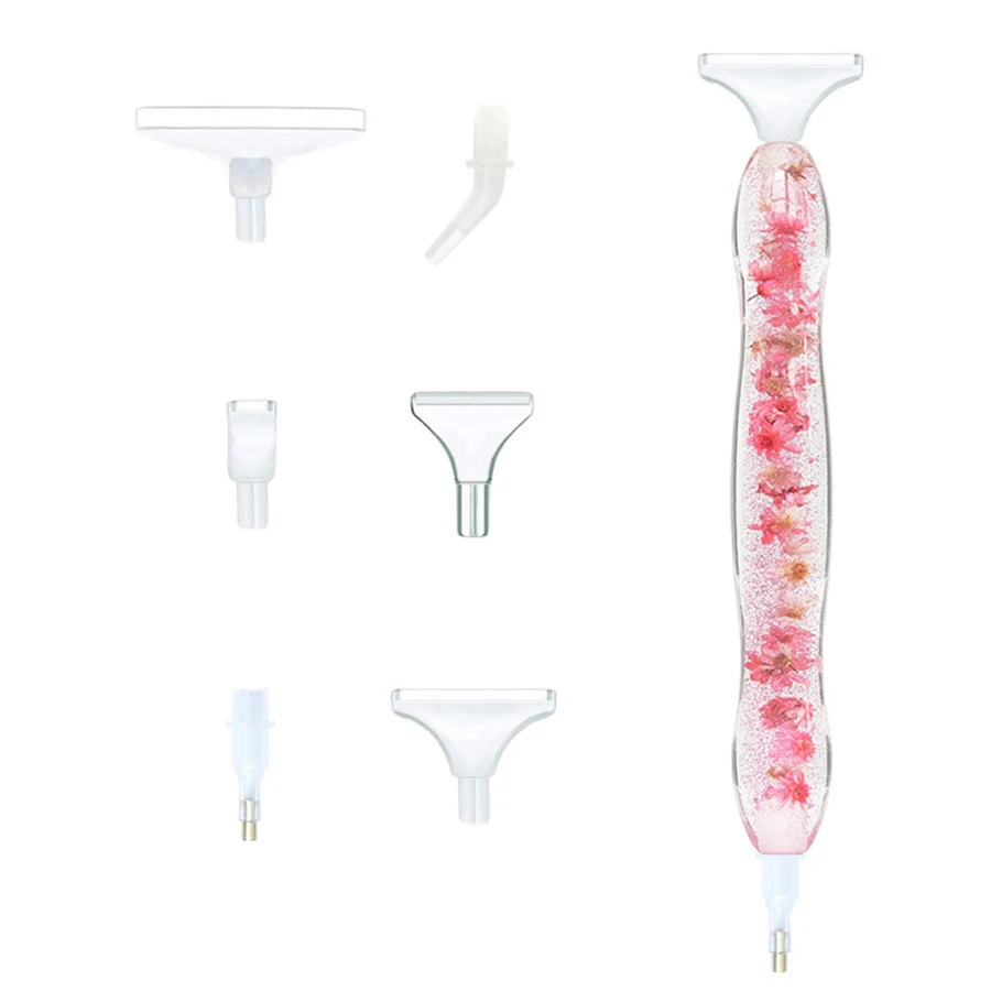 5D Harz-Diamantmalerei-Stift mit 6 Stück Plastik-Ersatzstiftköpfen, Blumen-Punktbohrstifte, DIY Kunsthandwerk Diamantmalerei – Detail 15