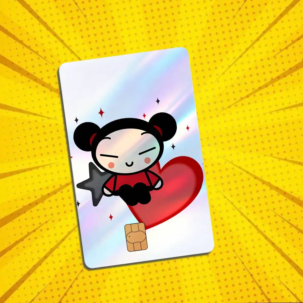 Wild Vitality Pucca Garu Laser shimmer Credit Card Skin Party Stickers For Visa Bank Card Bus Metro Access Card Pvc